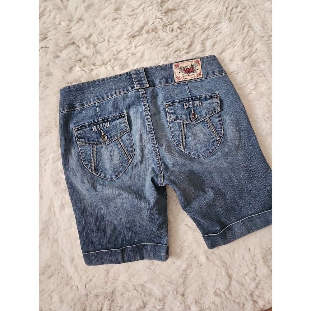 YMI City of Angeles Denim Shorts Size 7 Medium Wash Cuffed Hem